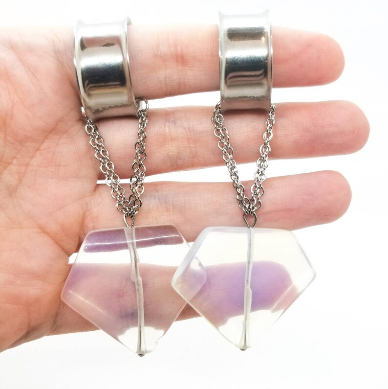 Tunnel Dangles Gauge Dangles Dangle Plugs Plugs and Tunnels Opalite Diamond Ear Hangers Gauge Hangers Tunnel Hangers