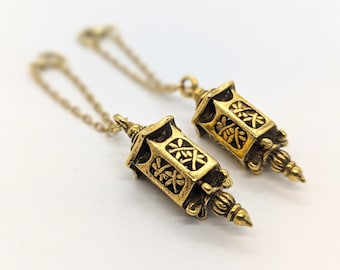 Antique Gold Lantern Ear Hangers | Gauge Tunnel Dangles