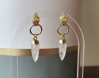 Druppeloorbel van goud skelet en kristal, oorbellen, sierlijke oorbellen, cadeaus voor haar