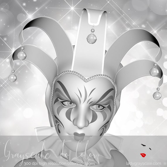 Venetian Mask Grayscale Coloring Page Greyscale For