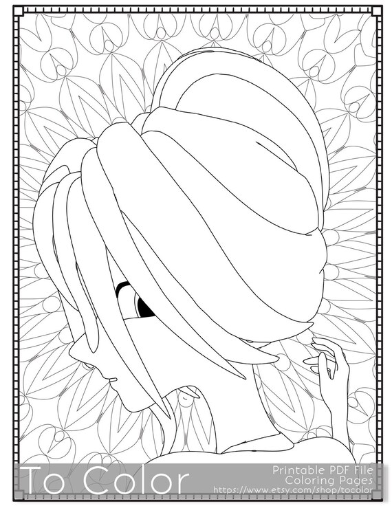 Items similar to Girl Printable Coloring Pages for Adults, PDF /JPG, Instant Download, Coloring ...