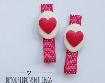 Red Heart Hair Clips