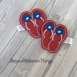 Red White Blue Flip Flops Hair Clips