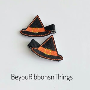 Halloween Witch Orange Hat - Hair Barrettes