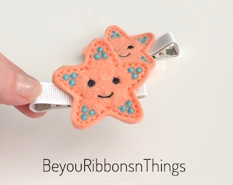 Starfish Hair Clip - Orange Hair Clip - Hair Barrette