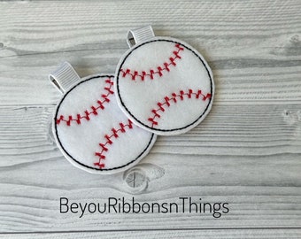 Baseball Hair Clips - Sport Hair Bows