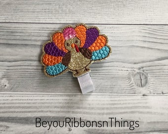Turkey Hair Clip - Hair Bows Thanksgiving