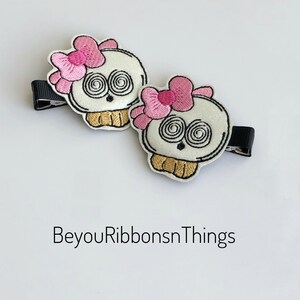 Skull Pink Bow - Girls Hair Barrettes