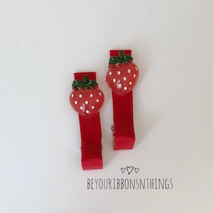 Strawberry Hair Clips - Toddler Summer Outfit - Baby Barrettes