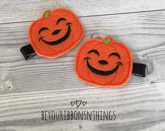 Happy Pumpkin Hair Clips - Halloween Hair Clip