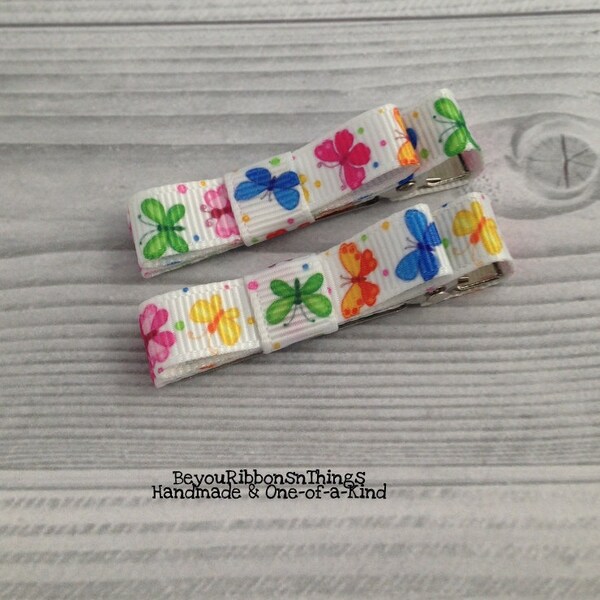 Butterfly Rainbow Hair Clips - Summer Barrettes - Girls Accessories