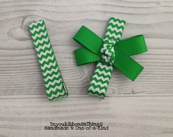 St Patrick Hair Clip - Green Chevron Hair Clip