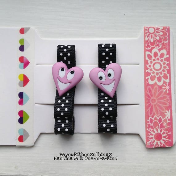 Pink Heart Hair Clips Hair Barrettes Toddler Hair Clips Etsy