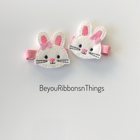Bunny Pink - Baby Bows - Hair Clip Barrette - Easter Hair Clips Il_570xn