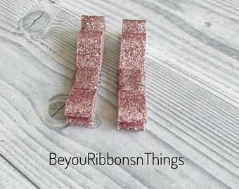 Pink Glitter Hair Clips