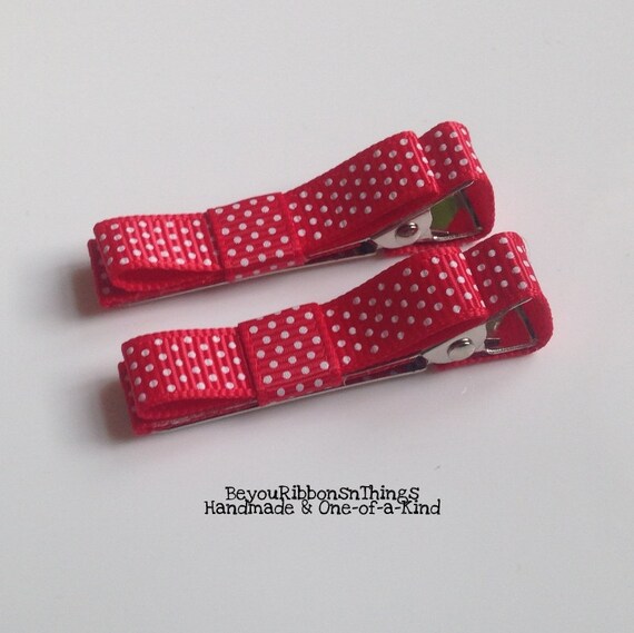 Polka Dot Hair Clips Red And White Hair Barrettes Girls