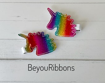 Sparkle Rainbow Unicorn Hair Clip