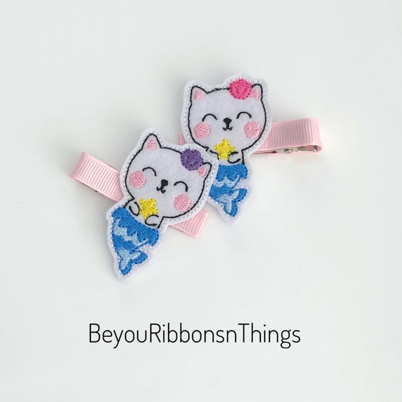 Mermaid Cat Hair Clips - Ocean - Beach Barrettes Il_570xn