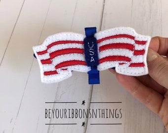 American Flag Hair Bow Clip