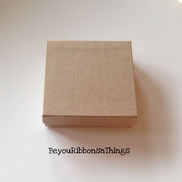 Kraft Square Gift Box - Small Gift Boxes - Cotton Filling - 3 1/2 X 3 1/2 X 1 H