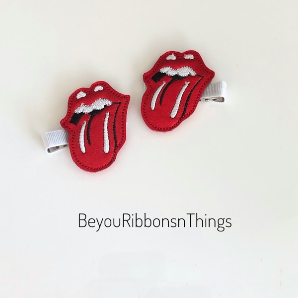 Rock N Roll Red Lips Hair Clips