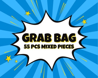 Cabochon Mixed Flat Back 55 Pcs - Craft Supplies - Grab Bag #109