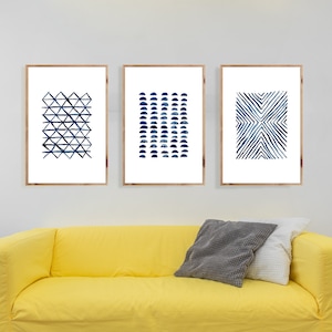 Printable Wall Art Set of 3 Blue Triptych Wall Art INSTANT DOWNLOAD image 2