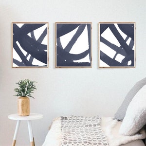 Printable wall art -  Navy Blue Wall Art Set of Three