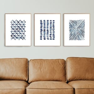 Printable Wall Art Set of 3 - Blue Triptych Wall Art - INSTANT DOWNLOAD .02