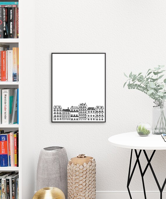 Paris Bedroom Decor Print Hauser Sketch Printable Wall Art Pen Und Ink City Illustration Paris Bedroom Decor