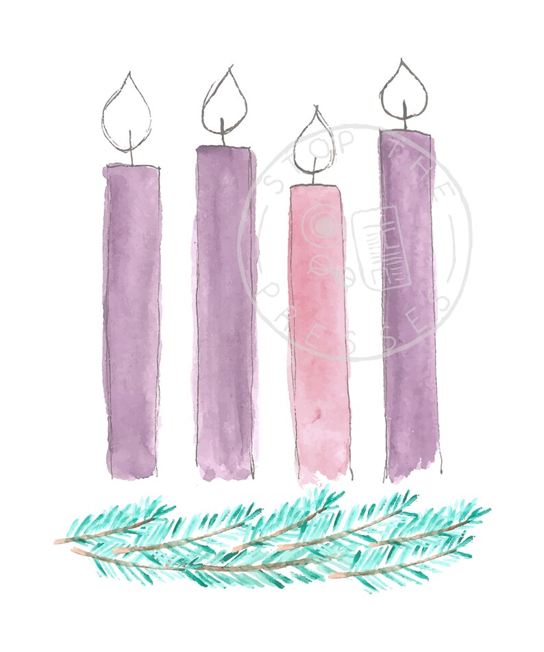 Advent Wreath Print Watercolor Advent Candles - Etsy