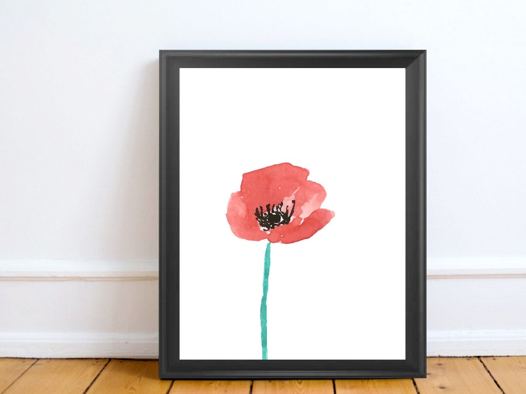 Watercolor Poppy, Red Flower Art PRINTABLE, Flower Painting Wall Print ...