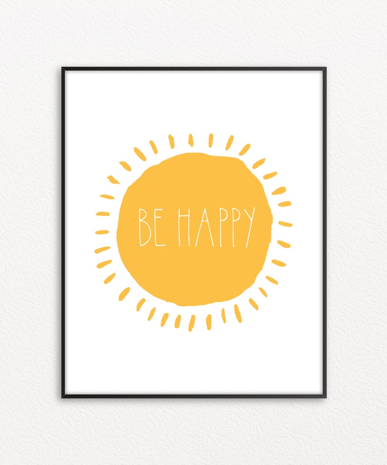 Be Happy Sun Wall Decor Yellow Sunshine Print Summer Etsy