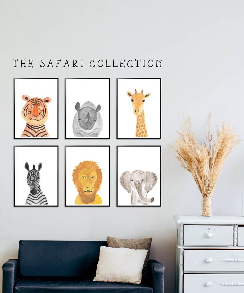 Elephant Art Print in Pink Safari Nursery Decor Animal Etsy