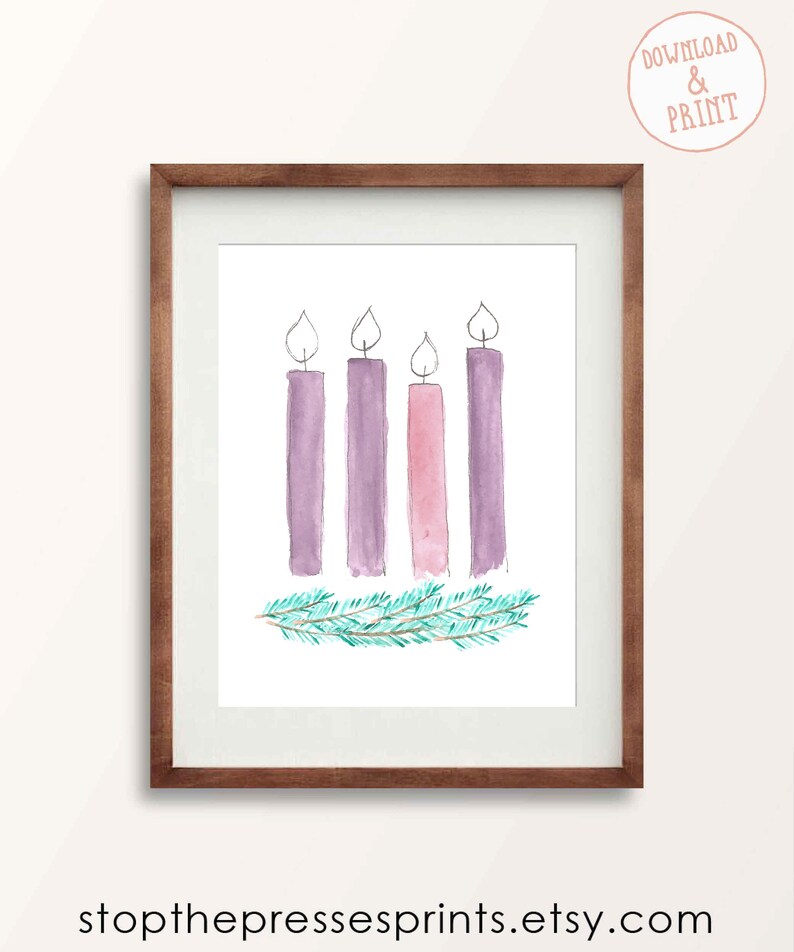 Advent Wreath Print Watercolor Advent Candles - Etsy