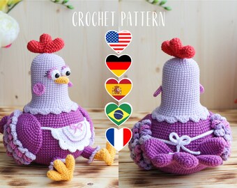 PATTERN Fiona the hen Easter decor - amigurumi chicken crochet toy pattern