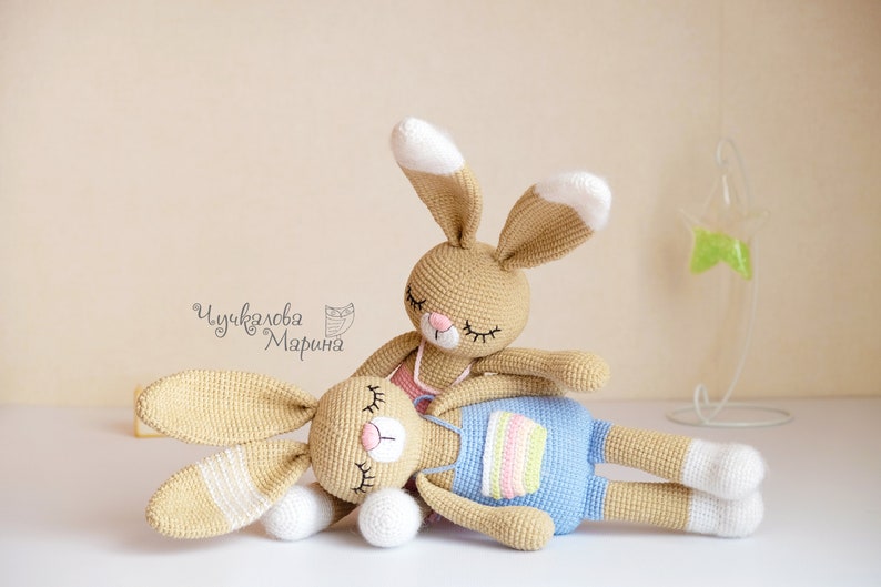 PATTERN Twins Bunnies Amigurumi Crochet Toy Pattern Etsy