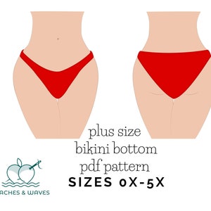 Plus Size Bikini PDF Sewing Pattern | Sizes 0X-5X | Low Rise Bottom | Sizes 0X-5X