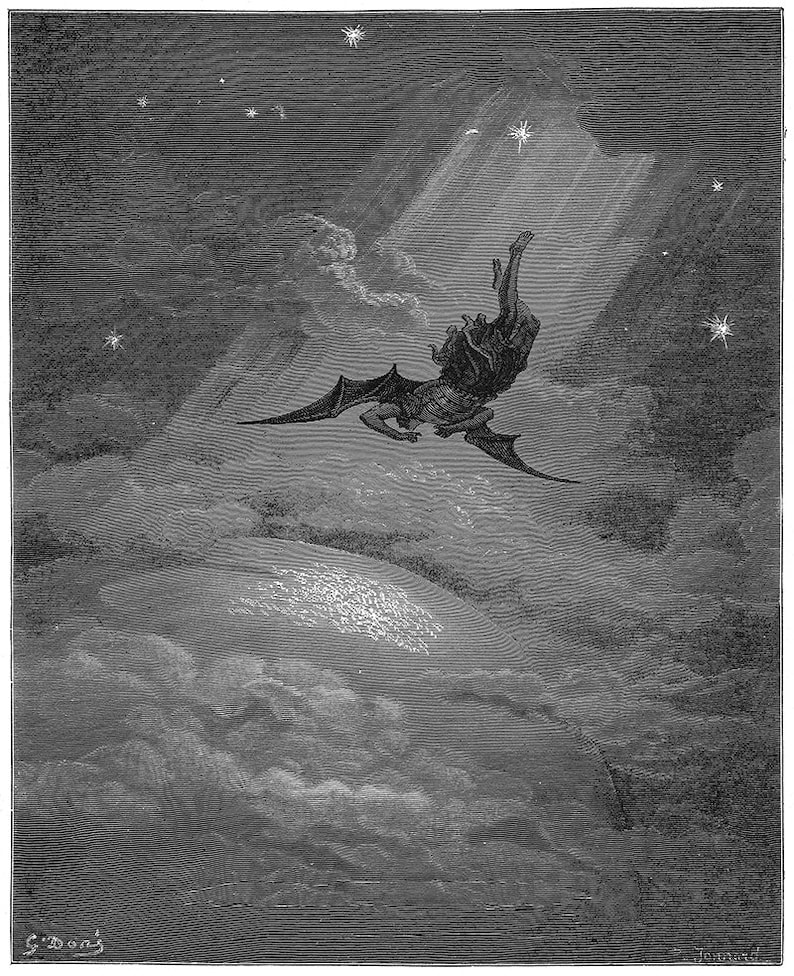 Gustave Dore Poster Gustave Doré Lucifer Angel | Etsy