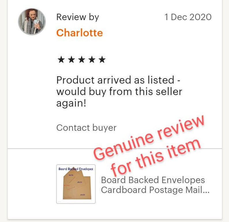 K&ouml;nnte beinhalten: Eine Kundenbewertung f&uuml;r Kartonumschl&auml;ge, mit einer F&uuml;nf-Sterne-Bewertung und dem Text "Produkt kam wie beschrieben an - w&uuml;rde wieder bei diesem Verk&auml;ufer kaufen!"