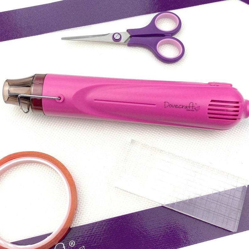 Dual Heat Tool Embossing Powders Shrink Plastic Paint Glue Inks Paper Fabric and more UK Plug Pink image 1