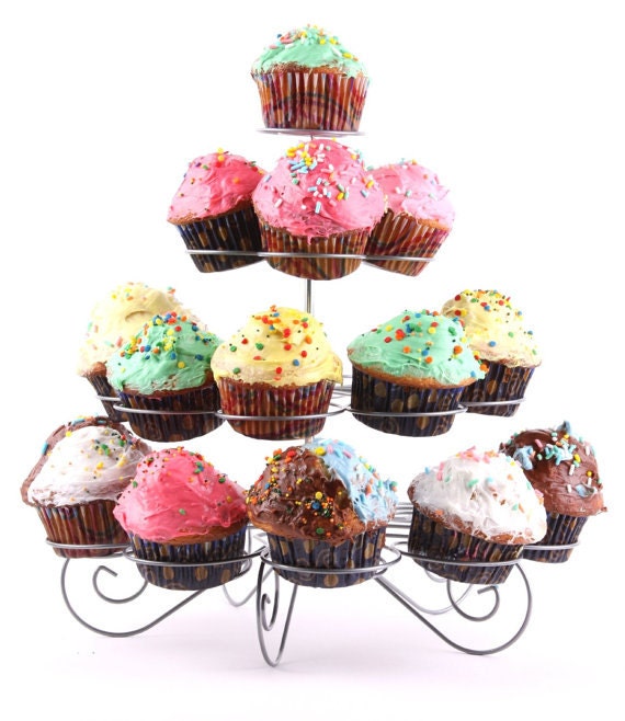 Cupcake Stand 4 Tier 23 Cake Cases Muffin Silver Display Etsy