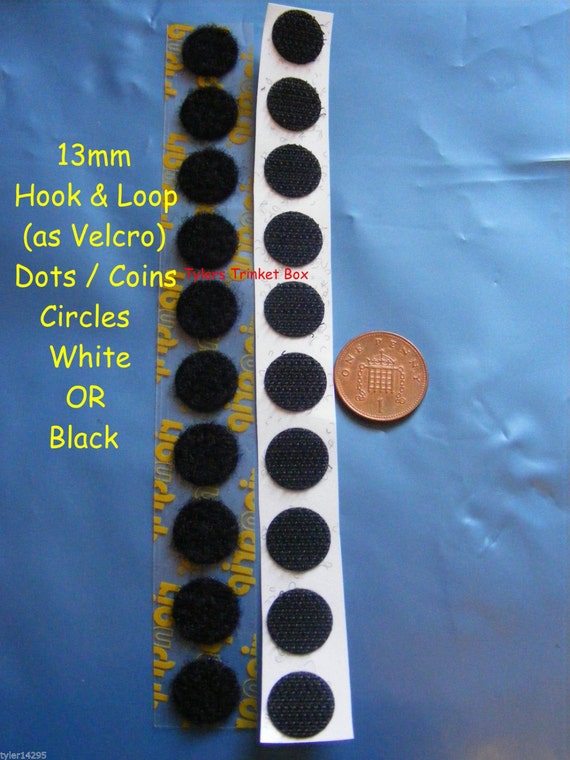 Hook & Loop Self Adhesive Dots Coins Circle Stick on 13mm approx