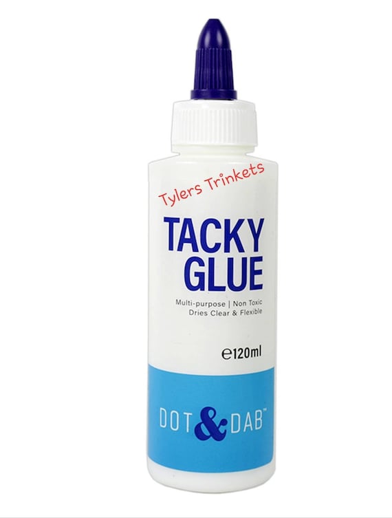 Tacky Glue 120ml Bottle Dot & Dab Paper Fabric Card Wood Metal Glass Multi  Purpose Clear Flexible Non Toxic Squeezable Reposition 