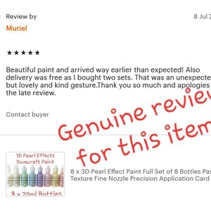 Puede incluir: Un juego de ocho botellas de pintura de efecto perla 3D de 20 ml en colores pastel. Las botellas est&aacute;n dispuestas en fila y etiquetadas como "3D Pearl Effects Dovecraft Paint". El texto "8 x 20ml Bottles" tambi&eacute;n es visible. La descripci&oacute;n del producto dice "8 x 3D Pearl Effect Paint Full Set of 8 Bottles Pastels Texture Fine Nozzle Precision Application Card Pa..."