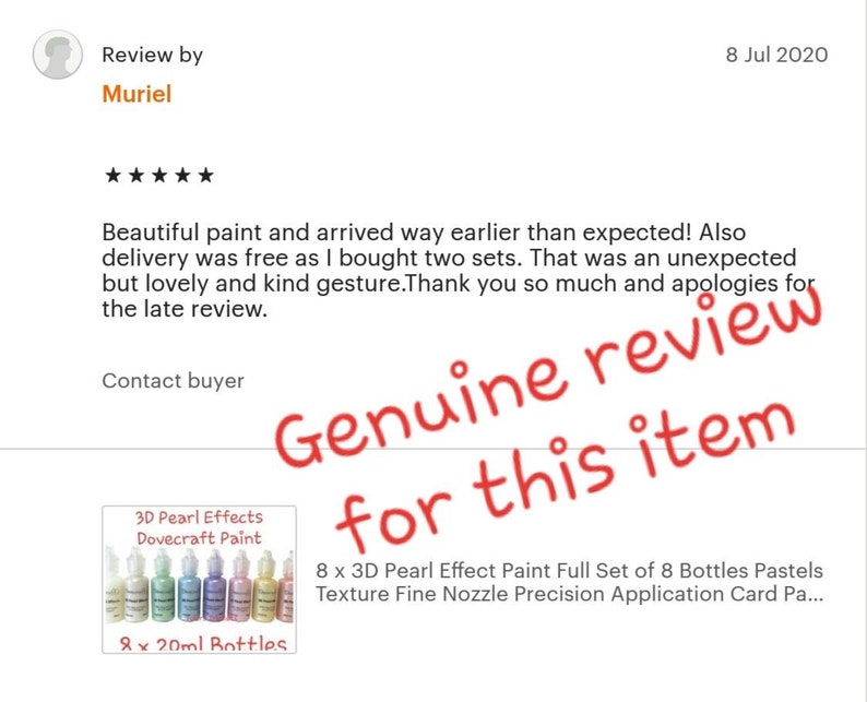 Puede incluir: Un juego de ocho botellas de pintura de efecto perla 3D de 20 ml en colores pastel. Las botellas est&aacute;n dispuestas en fila y etiquetadas como "3D Pearl Effects Dovecraft Paint". El texto "8 x 20ml Bottles" tambi&eacute;n es visible. La descripci&oacute;n del producto dice "8 x 3D Pearl Effect Paint Full Set of 8 Bottles Pastels Texture Fine Nozzle Precision Application Card Pa..."