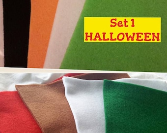 Felt Sheets x 4   A4   Halloween or Christmas sets   Red  Brown  White  Dark Green  Light Green Orange  Black  Polyester Sew or Stick Craft
