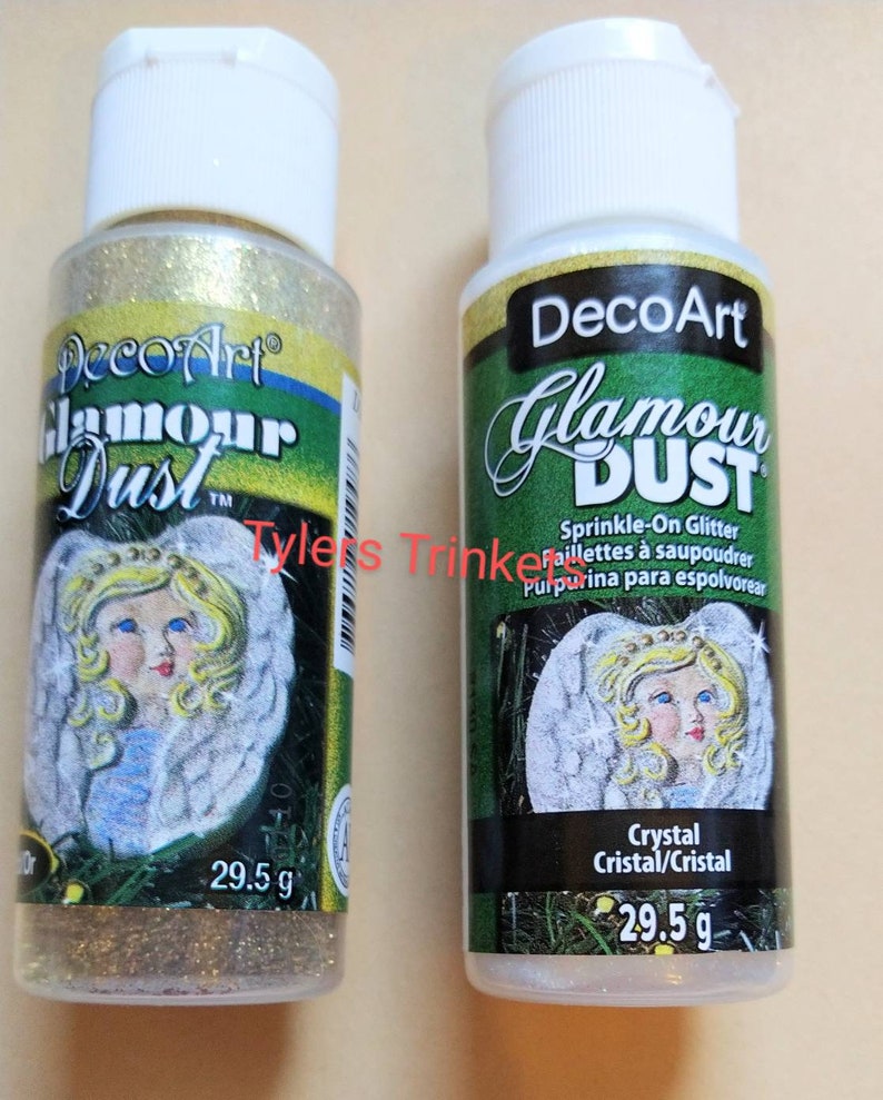 Glitter Ultra Fine Glamour Dust by DecoArt Gold or Crystal Add sparkle to Resin , painted fabric or craft projects Fairy Dust Card Making image 1