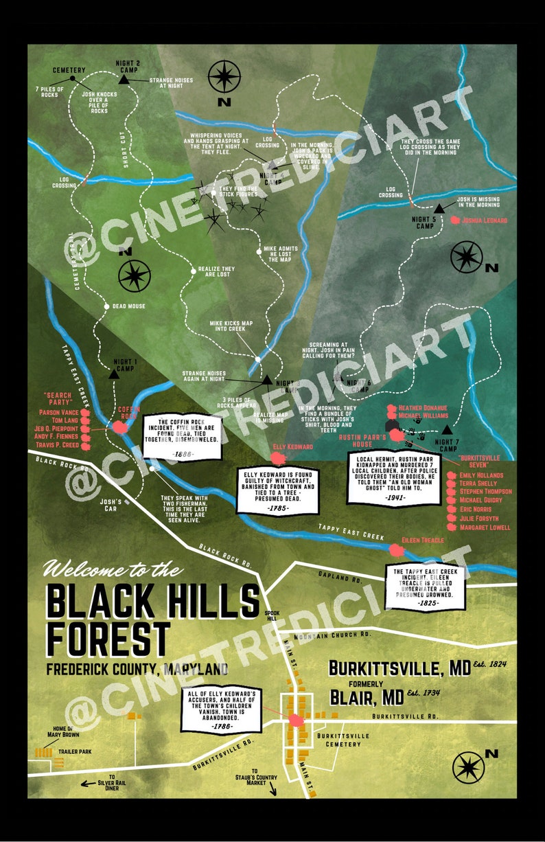 The Black Hills Forest/ Burkittsville MD Map Etsy