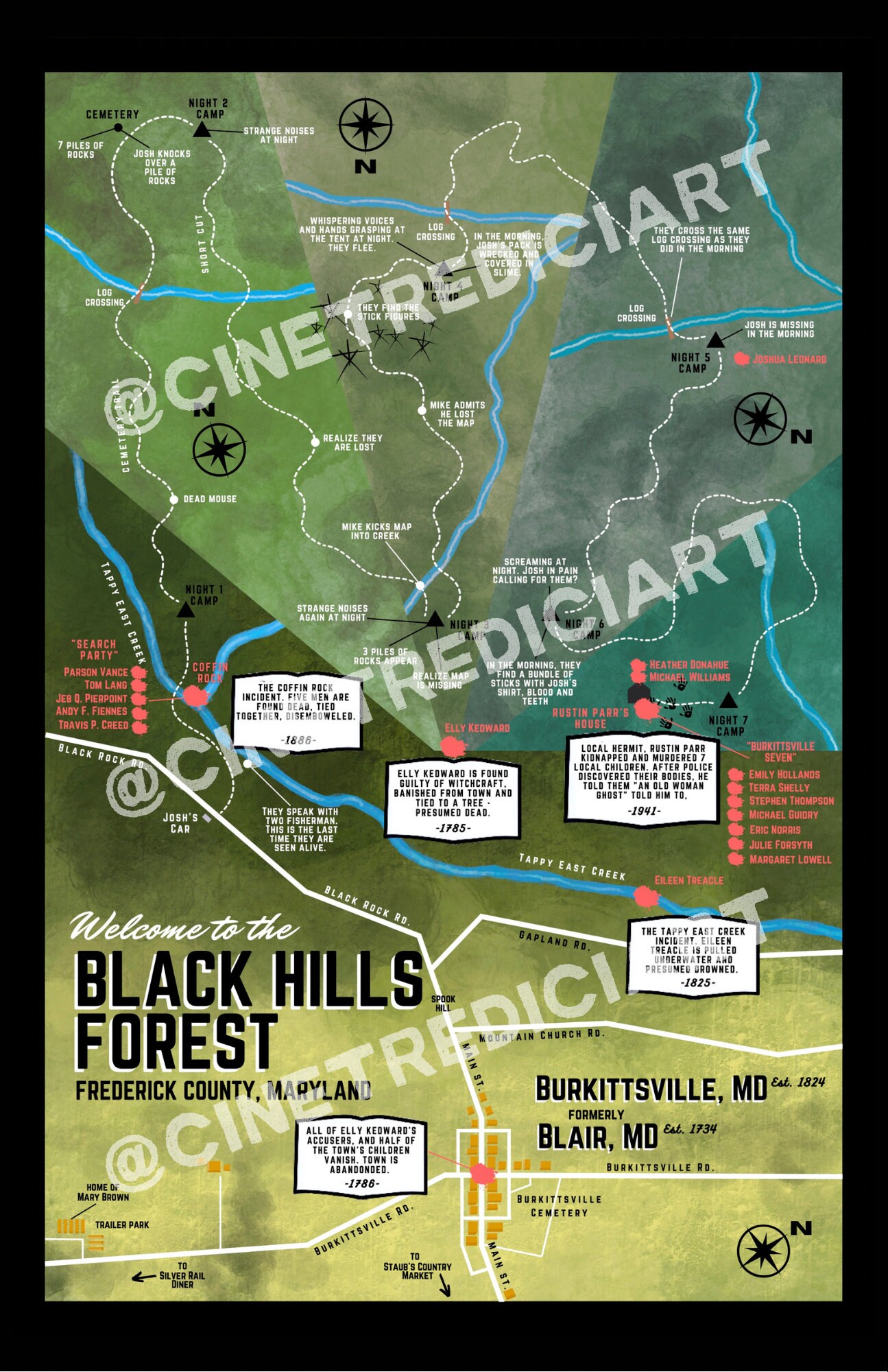 The Black Hills Forest/ Burkittsville MD Map Etsy
